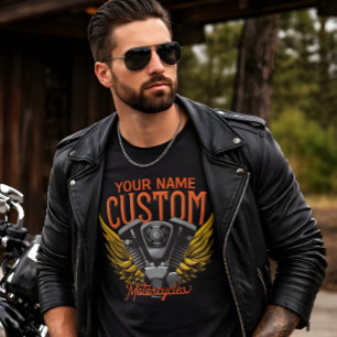 Motorcykelmotor med örnvingar - Anpassad motorcyke T Shirt