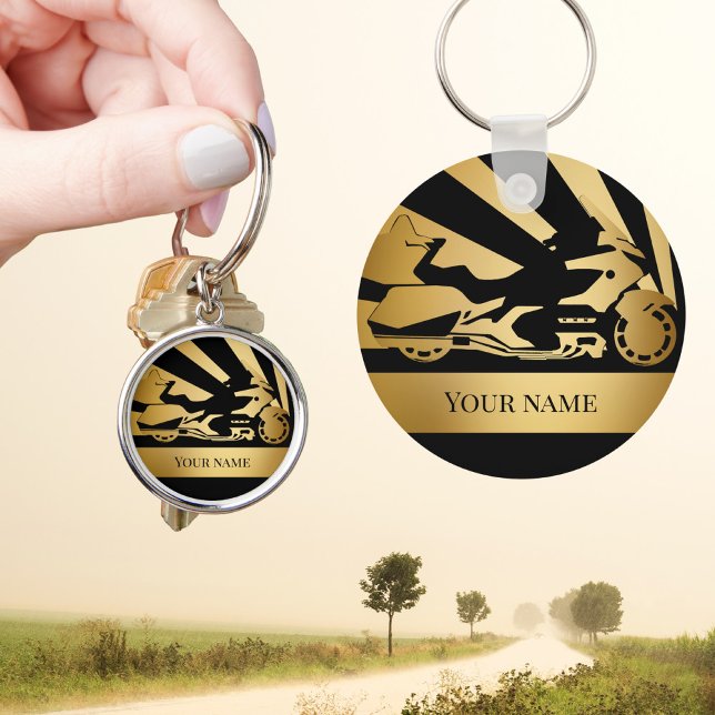 Motorcykelmotorcykel i Keychain biker guld Nyckelring (Skapare uppladdad)