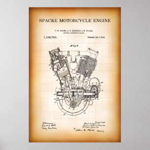 MOTORCYKELMOTORPATENT 1914 POSTER