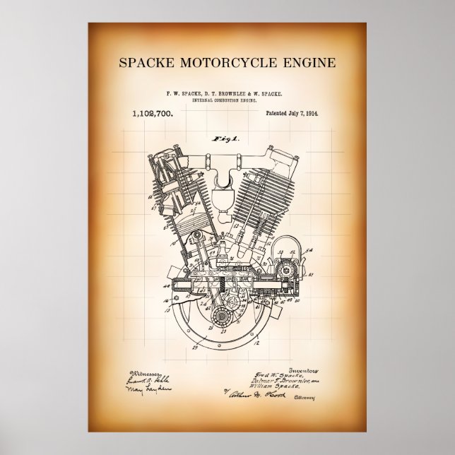MOTORCYKELMOTORPATENT 1914 POSTER (Framsidan)