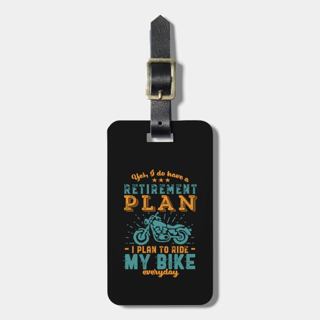 Motorcykeln i Funy Retrött Bike Pension Plan Ride Bagagebricka (Vertikal Framsida)