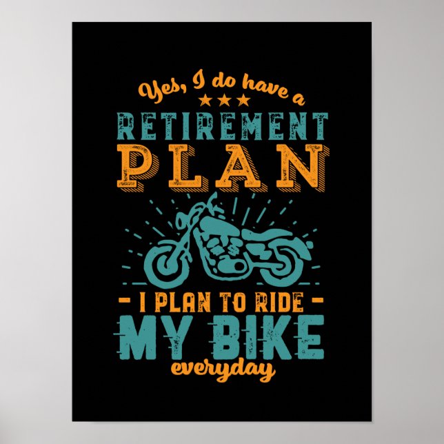 Motorcykeln i Funy Retrött Bike Pension Plan Ride Poster (Framsidan)