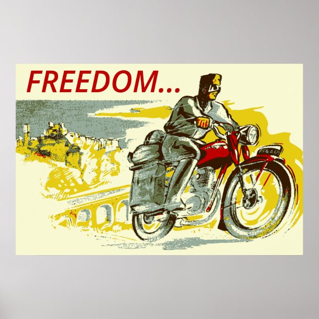 Motorcykeln Retro vintage stil FREEDOM Poster (Framsidan)