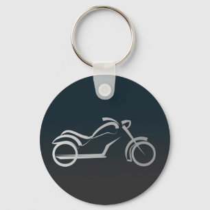 Motorcykelns kontur silver Black Sleek Nyckelring