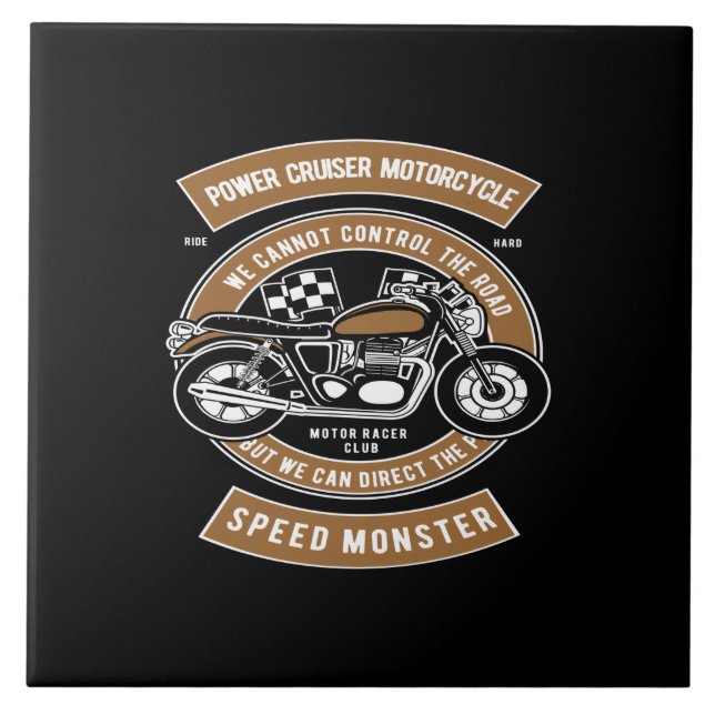 motorcykelns motorcykelhastighetsmonster kakelplatta (Framsidan)
