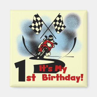 Motorcykelns Tävla 1:a födelsedag Tshirts and Gift Magnet