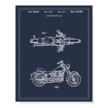 Motorcykelpatent i Vintage resor Blueprint Art