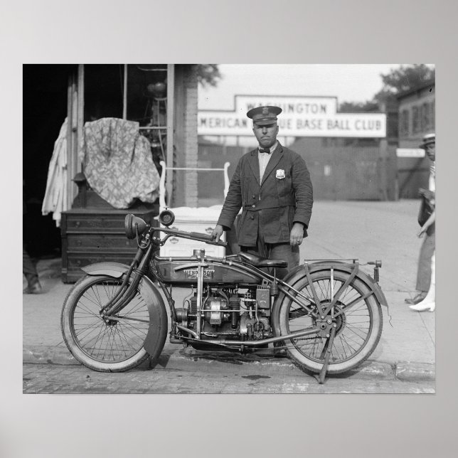 Motorcykelpolis, 1922. Gammalt foto Poster (Framsidan)