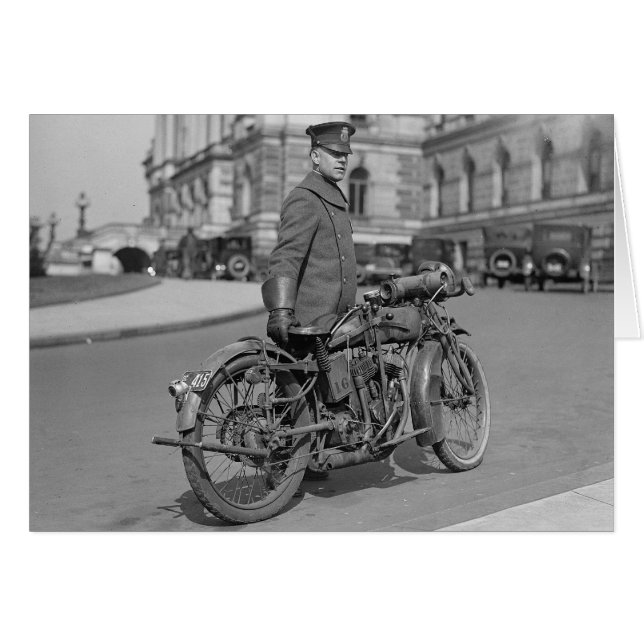 Motorcykelpolis, 1922 hälsningskort (Framsidan Horizontal)