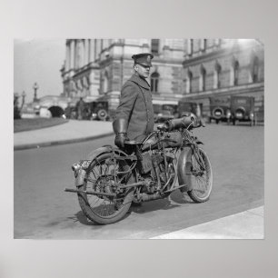 Motorcykelpolis, 1924. Gammalt foto Poster