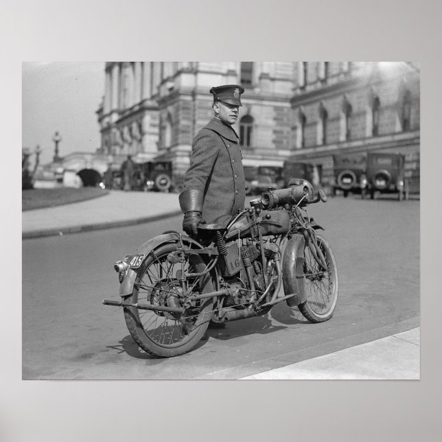 Motorcykelpolis, 1924. Gammalt foto Poster (Framsidan)