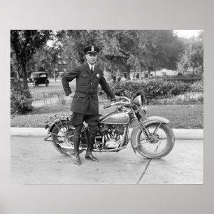 Motorcykelpolis, 1932. Gammalt foto Poster