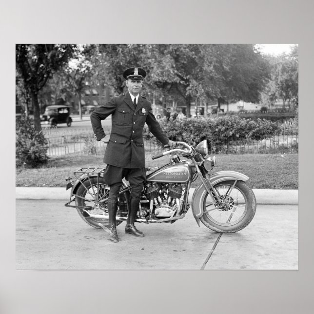 Motorcykelpolis, 1932. Gammalt foto Poster (Framsidan)