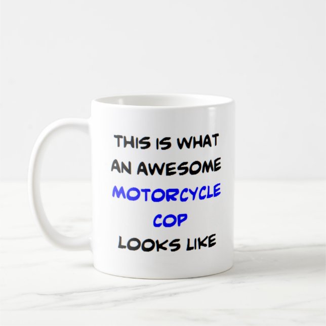 Motorcykelpolis, fantastisk kaffemugg (Vänster)