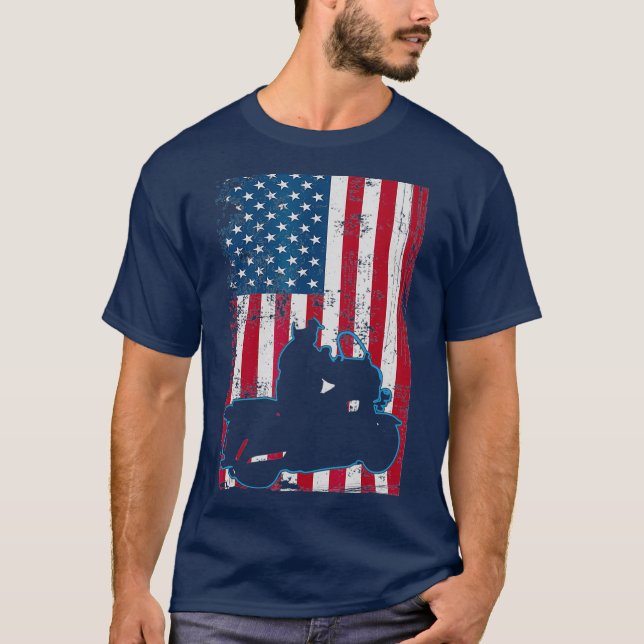Motorcykelpolis - Flagga Patriotic Thin T Shirt (Framsida)