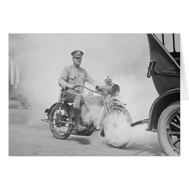 Motorcykelpolis i tjänst, 1923 hälsningskort (Framsidan Horizontal)