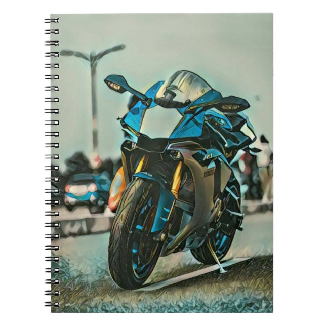 motorcykelpresenter för honom anteckningsbok (Framsidan)