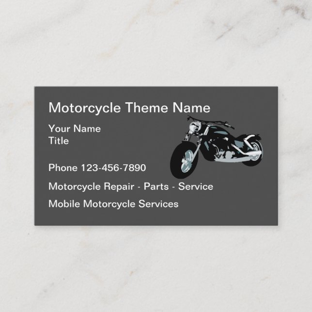 Motorcykelreparationsdelar och service visitkort (Framsida)