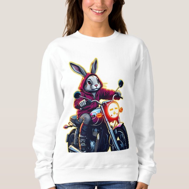 Motorcykelrid med Neon Kash-kanin T Shirt (Framsida)
