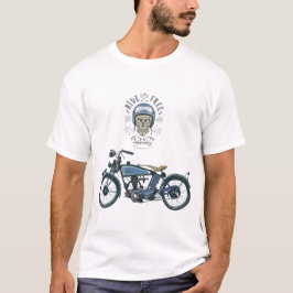 motorcykelryttare och gammal motorbike, färg t shirt