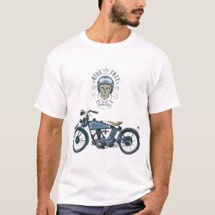 motorcykelryttare och gammal motorbike, färg t shirt