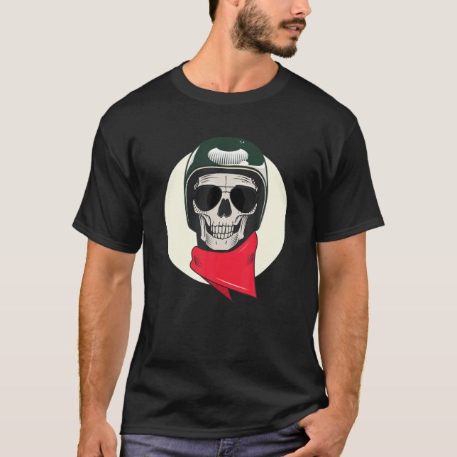 Motorcykels Biker - skullkonstruktion T Shirt (Framsida)