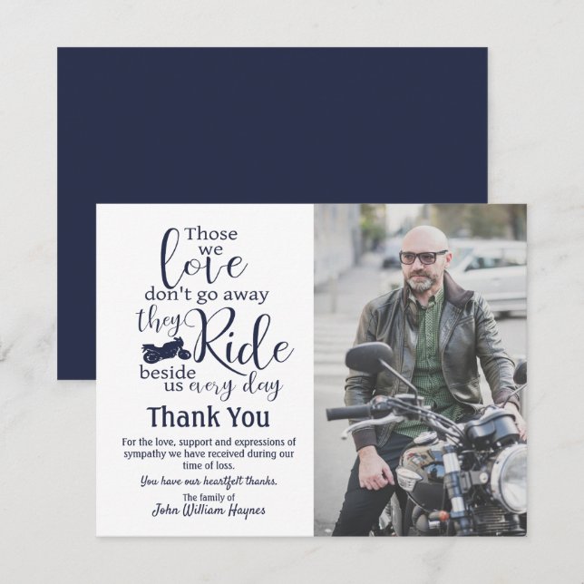 Motorcykels Tack Funeral Sympathy (Fram/baksida)