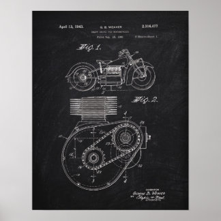 Motorcykelschaft 1943 Patent Chalkboard Poster
