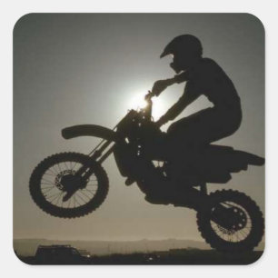 Motorcykeltrick Fyrkantigt Klistermärke