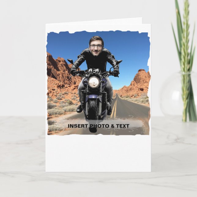 Motorcykelväg för biker - Sätt i foto och text - Helgkort (Framsida)