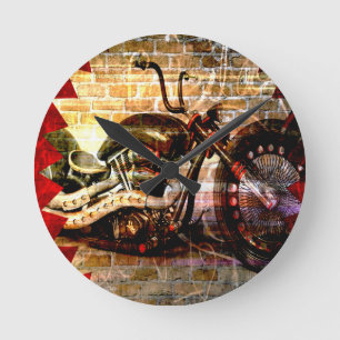 Motorcykelvanvett Rund Klocka