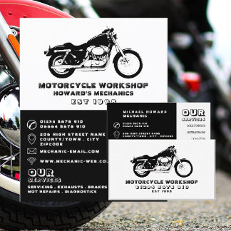 Motorcykelverkstad, mekanik och reparationer visitkort