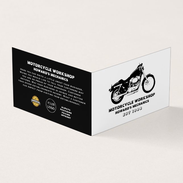 Motorcykelverkstad, mekanisk reparationsverkstad,  visitkort (Utsida)