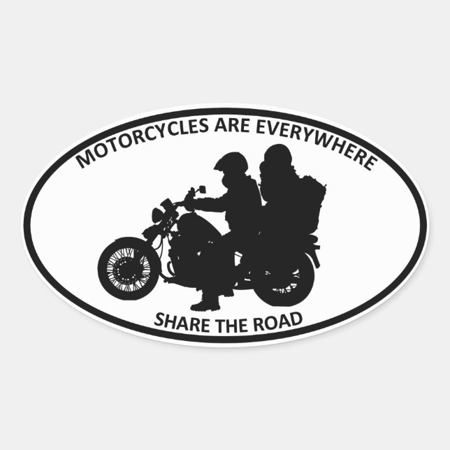 Motorcyklar är överallt ovalt klistermärke (Framsida)
