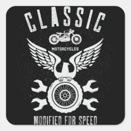 Motorcyklar av klassisk Vintage, ombyggda för hast Fyrkantigt Klistermärke