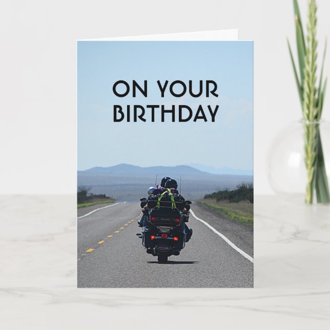 Motorcyklar Biker Funny Road Birthday Kort (Framsida)