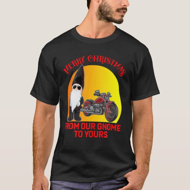 Motorcyklar Biker God jul från vår Gnome till T Shirt (Framsida)