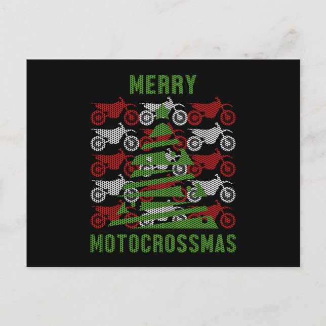 Motorcyklar Biker Merry Motocross smas Julafton Bi Vykort (Framsida)