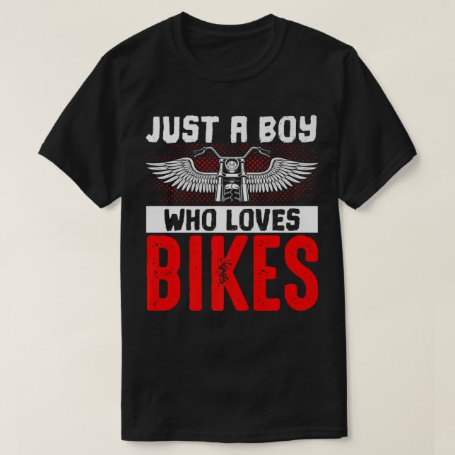 Motorcyklar Biker Motorcykel Rider bara en pojke s T Shirt (Design framsida)