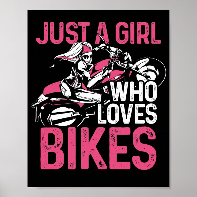Motorcyklar Biker Motorcykel Rider Just A Girl Poster (Framsidan)