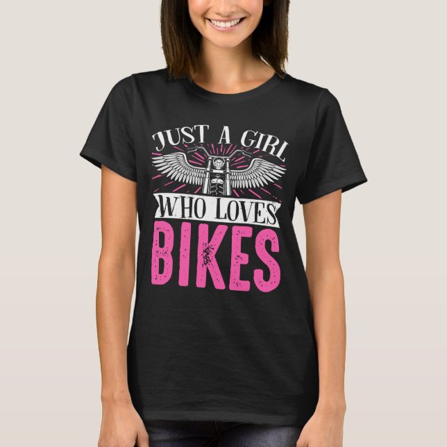 Motorcyklar Biker Motorcykel Rider Just A Girl T Shirt (Framsida)