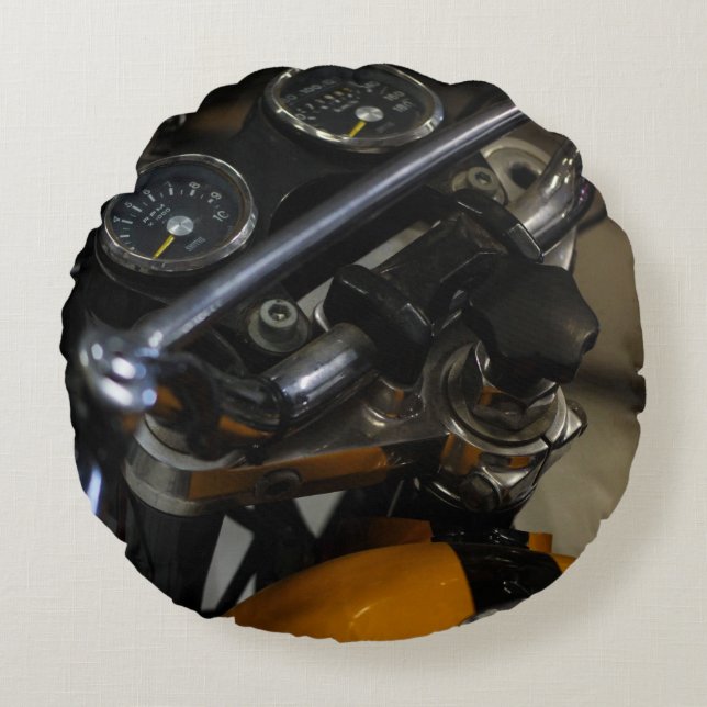 Motorcyklar Biker Rider Rund Kudde (Framsidan)