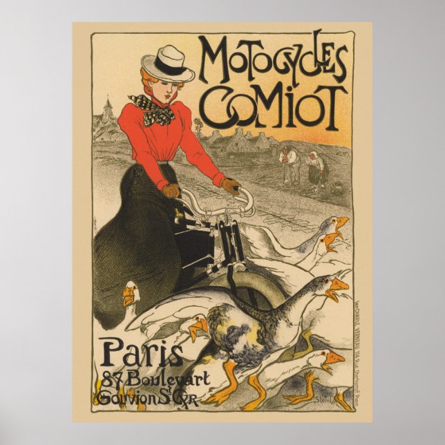 Motorcyklar Comiot Frankrike Vintage affisch 1899 (Framsidan)