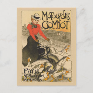 Motorcyklar Comiot Frankrike Vintage affisch 1899 Vykort
