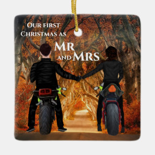 Motorcyklar Hösten Forest Par Första jul Julgransprydnad Keramik