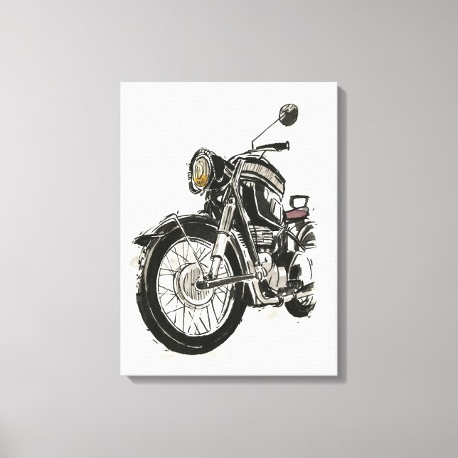 Motorcyklar i Bläck IV Canvastryck (Framsida)