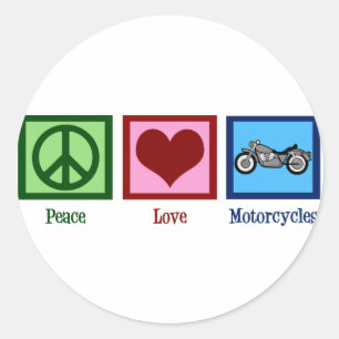 Motorcyklar i Peace Kärlek Runt Klistermärke