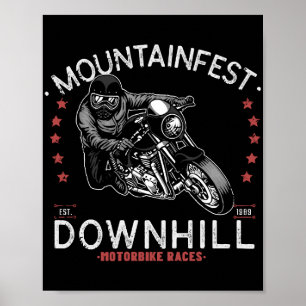 Motorcyklar i Tävling-grafikomotor med bergsuppföl Poster