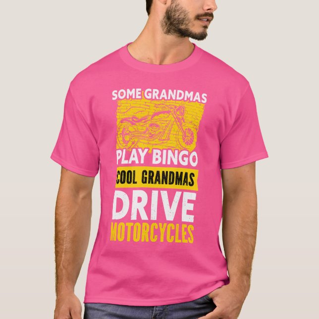 Motorcyklar med coola Grandmas Drive T Shirt (Framsida)