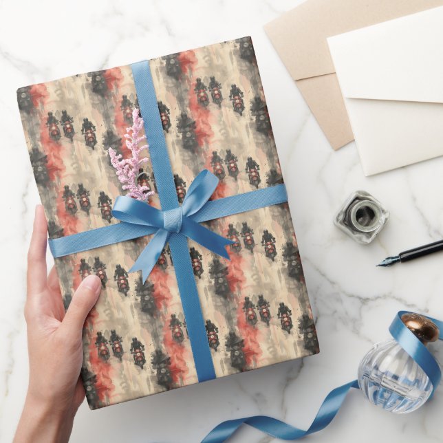 Motorcyklar med vattenfärg, biker, tävla, motorcyk presentpapper (Gifting)